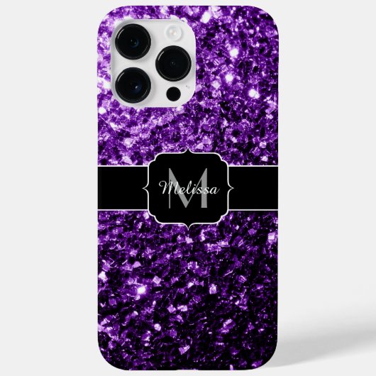 Donkerpaarse namaak glanzende glitters glinsteren Case-Mate iPhone case (Achterkant)