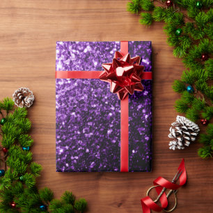 Donkerpaarse namaak glinsterende glitter vonken cadeaupapier