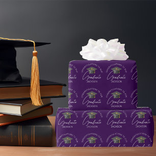 Donkerpaarse Persoonlijke Afstudeergeschenken Cadeaupapier