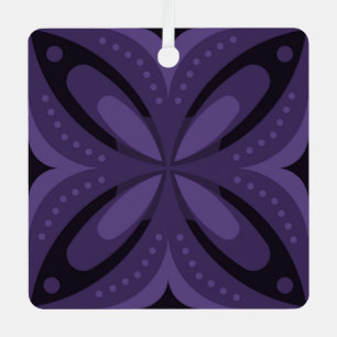 Donkerpaarse Retro Patroon Metalen Ornament