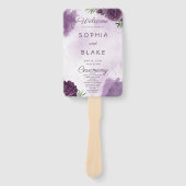 Donkerpaarse Rozen Bloem Gothic Huwelijksprogramma Handwaaier (Voorkant)