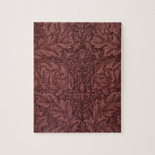 Donkerrode Acanthusbladeren (door William Morris) Legpuzzel
