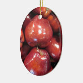 Donkerrode appels keramisch ornament (Links)