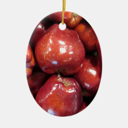 Donkerrode appels keramisch ornament (Voorkant)