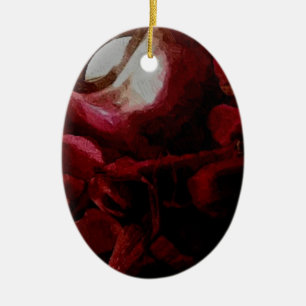 Donkerrode blaadolie keramisch ornament