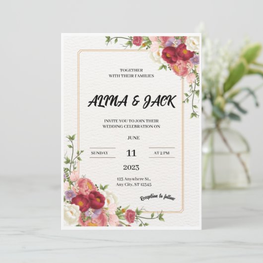 Donkerrode Bloedweddenschap Kaart (Staand voorkant)