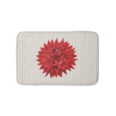 Donkerrode bloem over beige strepen badmat (Voorkant)