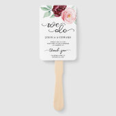 Donkerrode Bloemen Dank u Elegant Trouwprogramma Handwaaier (Voorkant)