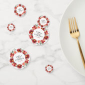 Donkerrode bloemen, met een deuk confetti (Groep)