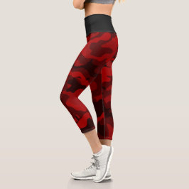 Donkerrode camouflage Capri Leggings