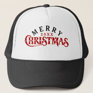 Donkerrode Elegante Kersttekst Ontwerp Trucker Pet