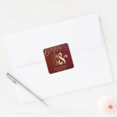 Donkerrode en gouden Confetti Stippen Vierkante Sticker (Envelop)