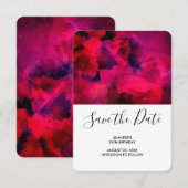 Donkerrode en Paarse Abstracte verjaardag Save The Date (Voorkant / Achterkant)