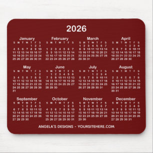 Donkerrode en witte kalender Promotie Muismat