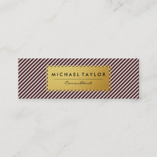 Donkerrode en witte strepen mini visitekaartje