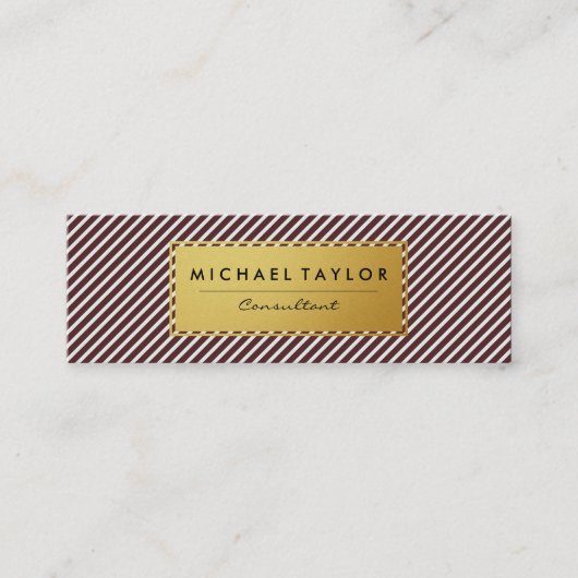 Donkerrode en witte strepen mini visitekaartje (Voorkant)