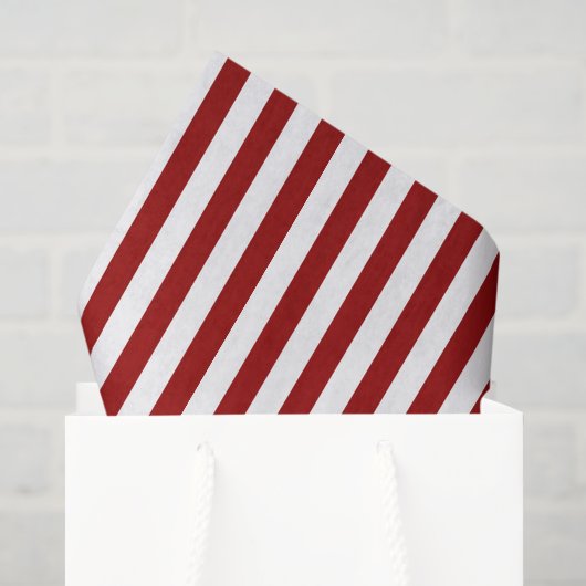 Donkerrode en Witte Strepen Tissuepapier (Cadeauzakje)