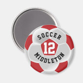Donkerrode en witte voetbalwedstrijd magneet (Voorkant / Achterkant)