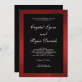 Donkerrode en zwarte bruiloft kaart (Voorkant / Achterkant)