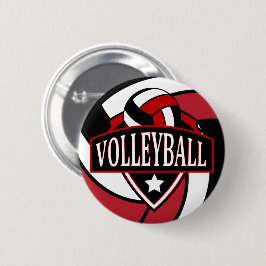 Donkerrode en zwarte volleybal Logo Ronde Button 5,7 Cm