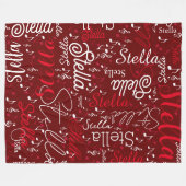 Donkerrode fleece deken met muzieknoten (Voorkant (Horizontaal))