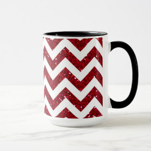 Donkerrode Glitter Chevron Patroon Mok