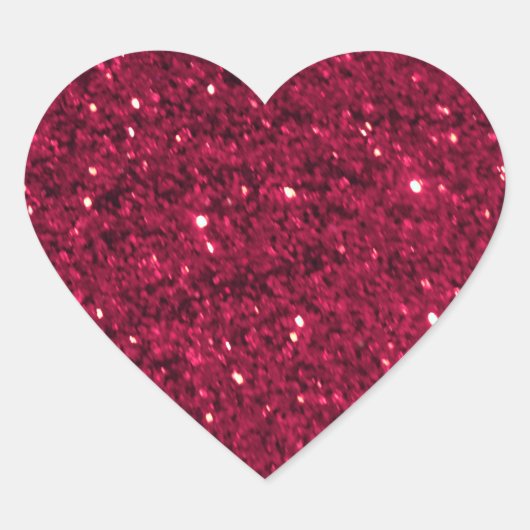 Donkerrode glitter hart sticker (Voorkant)