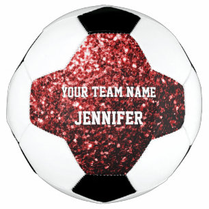 Donkerrode glitter sprankelt bling Jouw naam Team Voetbal