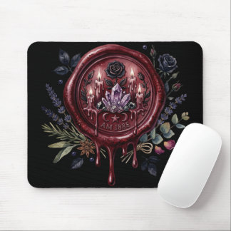 DONKERRODE GOTISCHE HALLOWEEN ZEGEL MET BLOEMEN MUISMAT