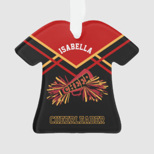 Donkerrode, gouden en zwarte Cheerleader Ornament