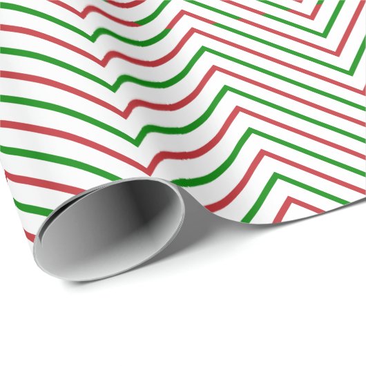 Donkerrode, groene en witte Chevron Line |XL| Cadeaupapier (Rol Hoek)