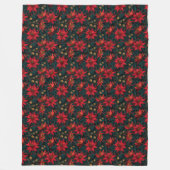Donkerrode Kerst Florale Patroon Fleece Deken (Voorkant)