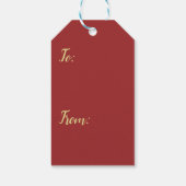 Donkerrode kerstcadeautag cadeaulabel (Achterkant)