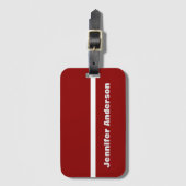 Donkerrode kleur gepersonaliseerde naam bagagelabel (Voorkant (verticaal))