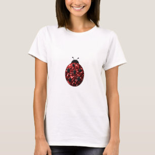 Donkerrode lieveheersbeestje nepschitterende vonke t-shirt