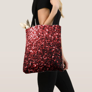 Donkerrode namaak Glitter sprankeltjes Glamour Tote Bag