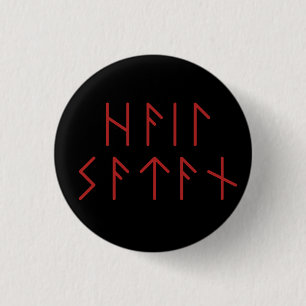 Donkerrode Ouder Futhark Hail Satan Ronde Button 3,2 Cm