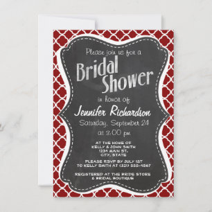 Donkerrode Quatrefoil;  krijtbordlook Kaart