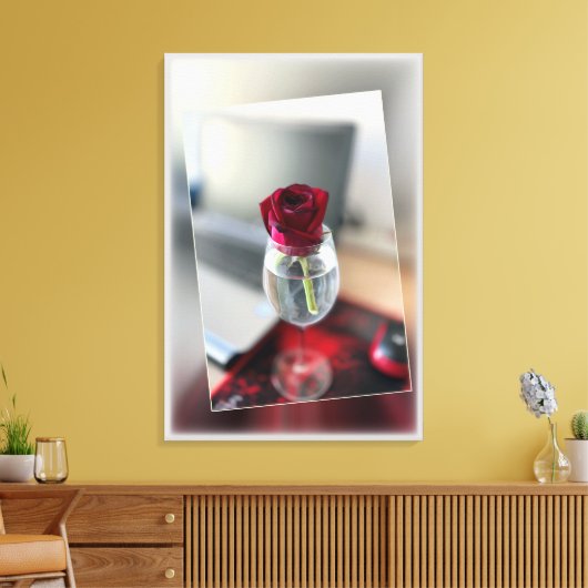 Donkerrode roos canvas afdruk (Insitu (Woonkamer))