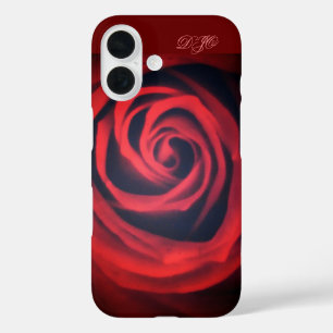 Donkerrode roos van dichtbij iPhone 16 hoesje