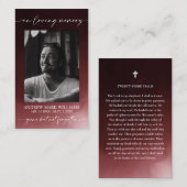 Donkerrode rouwgebedskaart visitekaartje (Voorkant / Achterkant)
