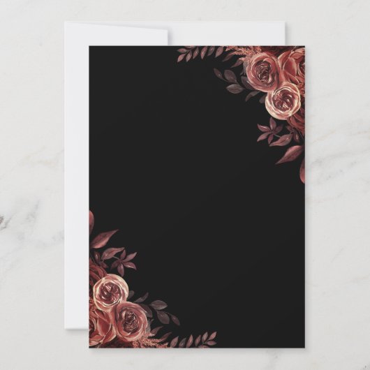 Donkerrode rozen, strijklichten zwart 75e verjaard kaart (Achterkant)