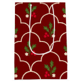 Donkerrode Scallop Tegel Christmas Springs Medium Cadeauzakje (Achterkant)