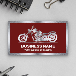 Donkerrode Stalen Motorfiets Motor Mechanic Visitekaartje