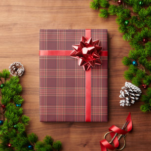 Donkerrode tartanruit cadeaupapier