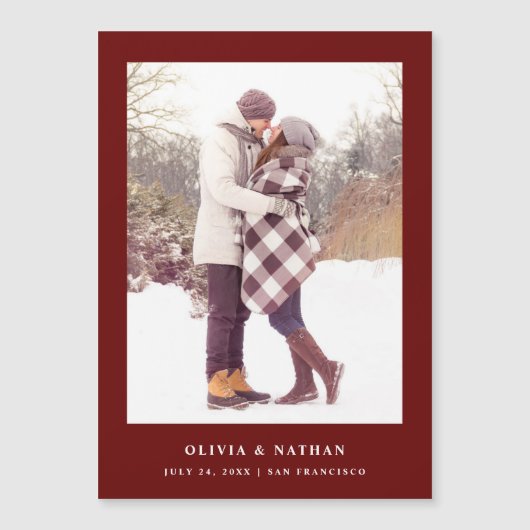 Donkerrode tekst en foto | Magnetisch De datum ops (Voorkant)