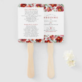 Donkerrode tuinbloemen handwaaier (Voorkant en achterkant)