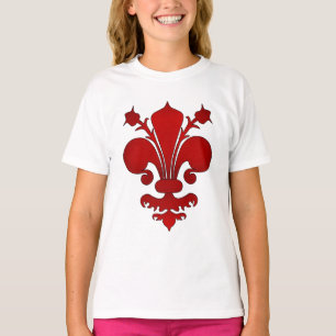 Donkerrode vloour de lis-symbool t-shirt