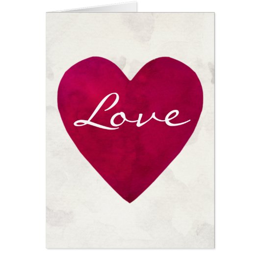 Donkerrode Waterverf Love Heart (Voorkant)