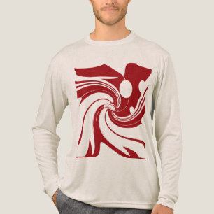 Donkerrode wervelende bloemenvogel Moderne kunst A Tri-Blend Shirt